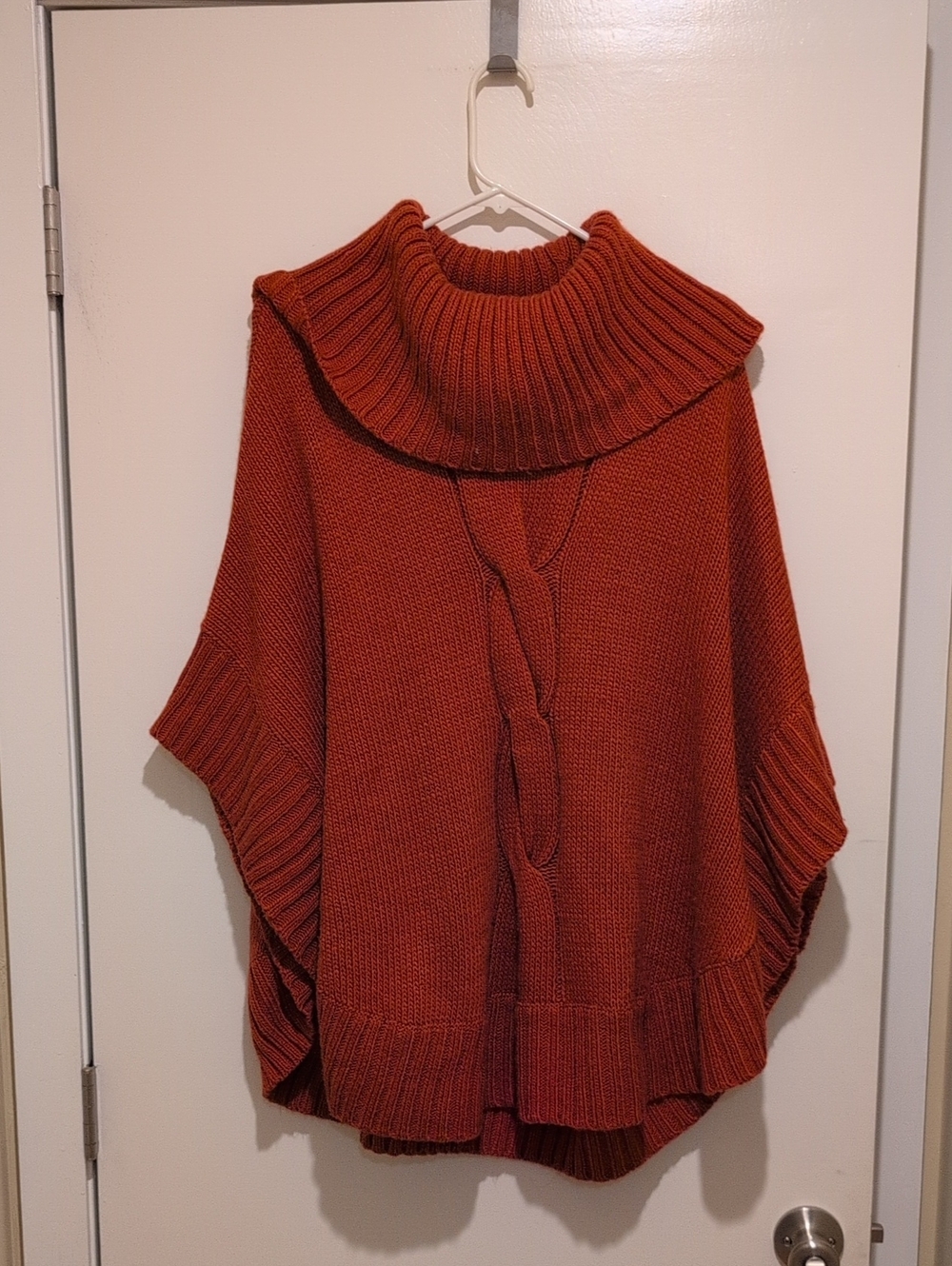 Dress Barn Rust Cable-Front Knit Poncho